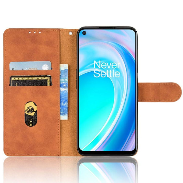 SKALO OnePlus Nord CE 2 Lite 5G Matt PU-Läder Plånboksfodral - Brun Brun