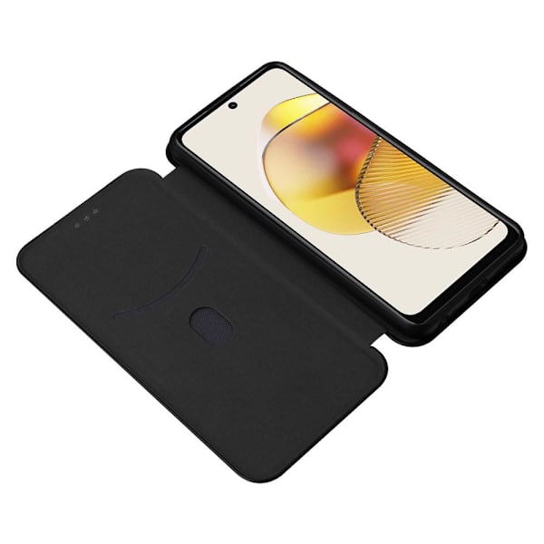 SKALO Motorola Moto G73 5G Carbon Fiber Pungetui - Sort Black