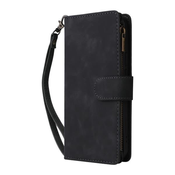 SKALO Zipper PU-læder Flip Cover til Google Pixel 11 - Sort Black
