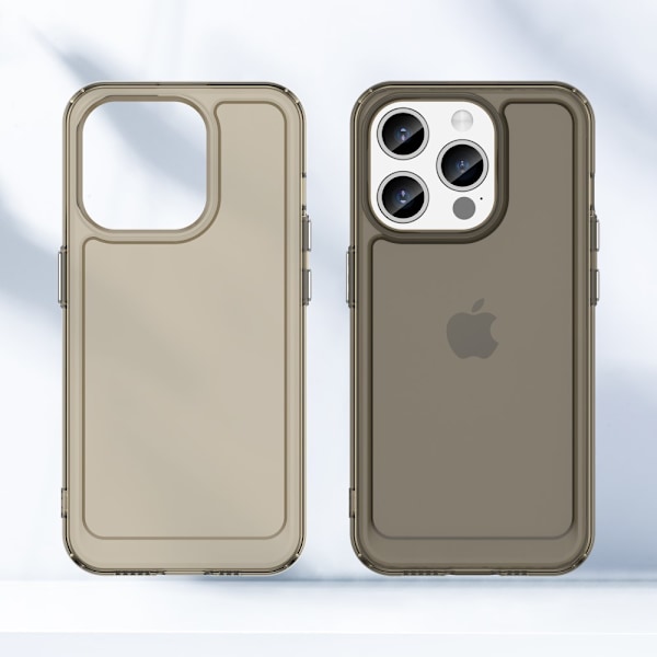 SKALO iPhone 15 Pro Transparent TPU Metalknappar Skal - Grå grå
