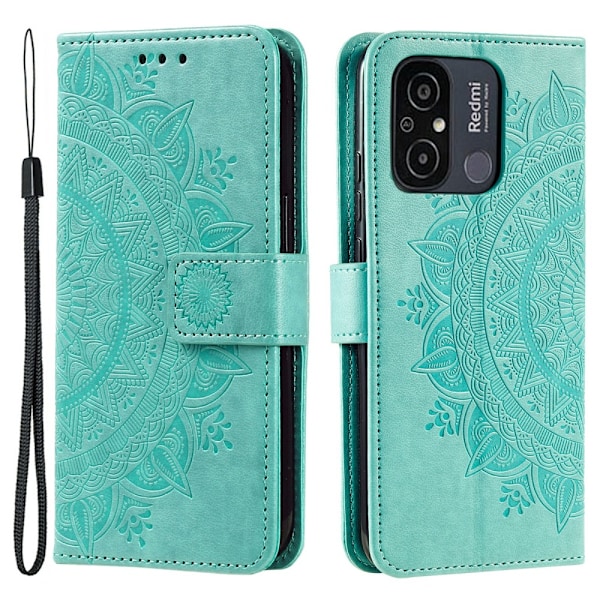 SKALO Xiaomi Redmi 12C 4G Mandala Flip Cover - Turkis Turquoise