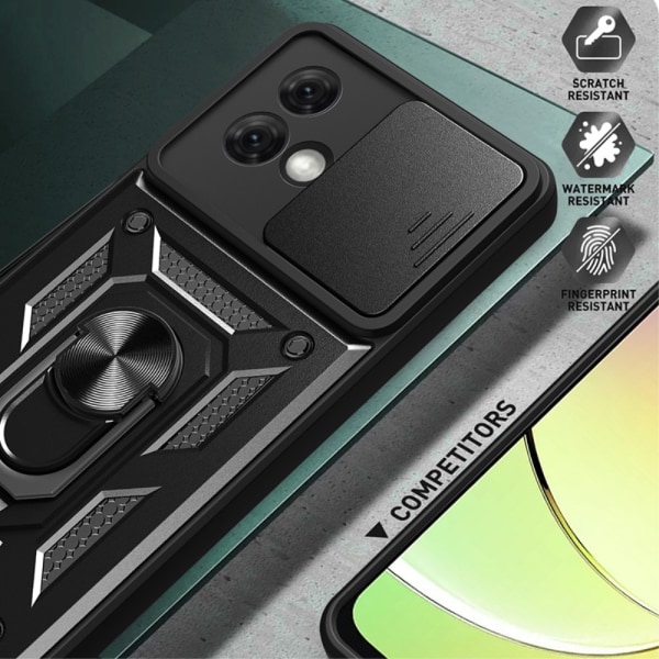 SKALO Motorola Moto G84 5G Armor Hybrid Magnetring Kameraslider Mörkblå