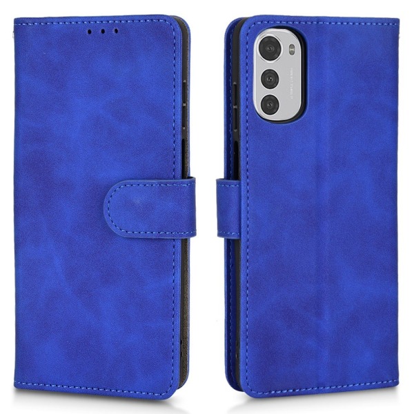 SKALO Motorola Moto E32/E32s Matt PU Nahka lompakkokotelo - Sininen Blue