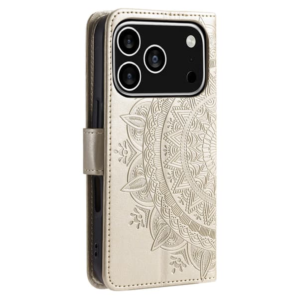 SKALO Mandala Plånboksfodral för iPhone 18 Pro - Guld Guld