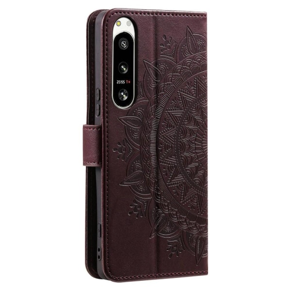 SKALO Sony Xperia 5 IV 5G Mandala lompakkokotelo - Ruskea Brown