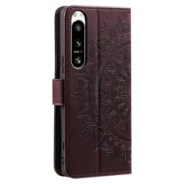 SKALO Sony Xperia 5 IV 5G Mandala Plånboksfodral - Brun Brun