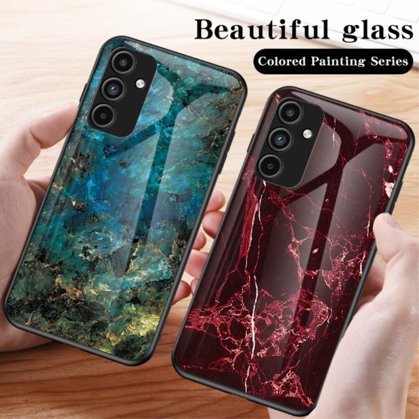 SKALO Samsung A15 4G Marmor Härdat Glas TPU-skal - Motiv 5 multifärg