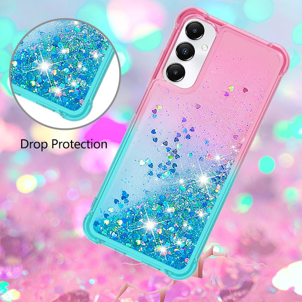 SKALO Samsung A05s 4G Kvicksand Glitter Hjärtan TPU-skal - Rosa-Turkos multifärg