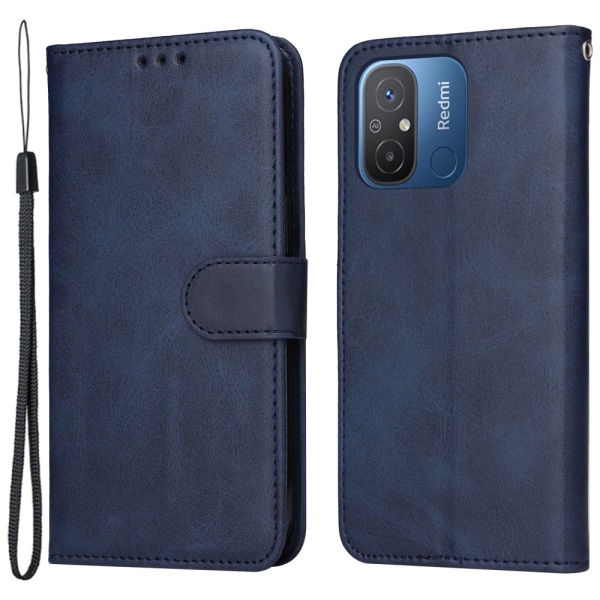 SKALO Xiaomi Redmi 12C 4G Flip Cover m. pung i PU-læder - Blå Blue