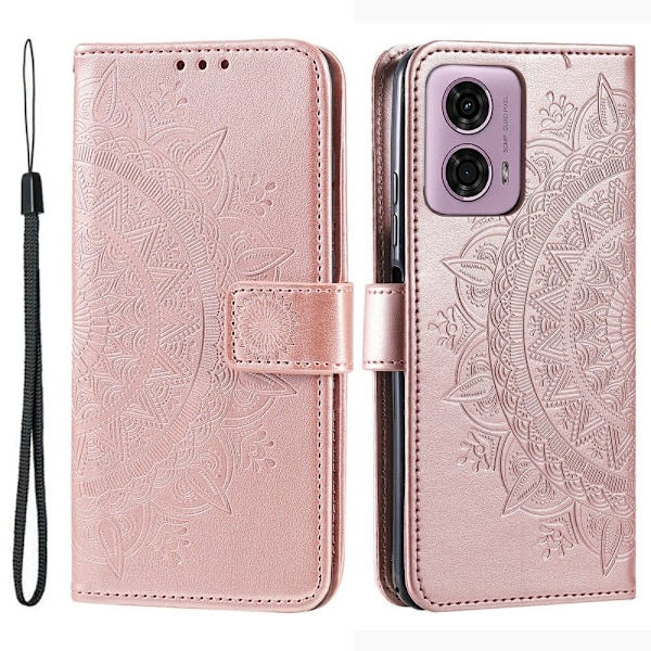 SKALO Motorola Moto G85 5G Mandala lompakkokotelo - Ruusukulta Pink gold