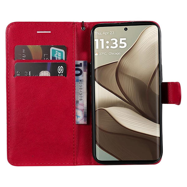 SKALO Motorola Edge 50 5G PU-læder Pungetui - Vælg farve Red