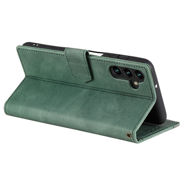 SKALO Samsung S25 Premium PU-læder Splicing Flip Cover - Grøn Green