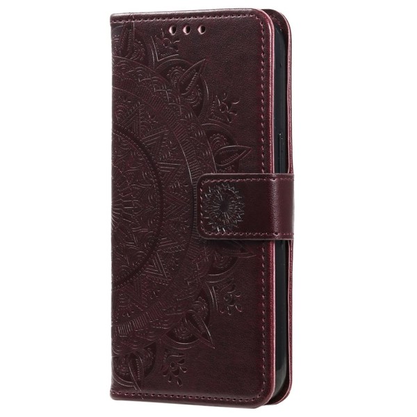 SKALO Samsung S23 Ultra Mandala Flip Cover - Brun Brown