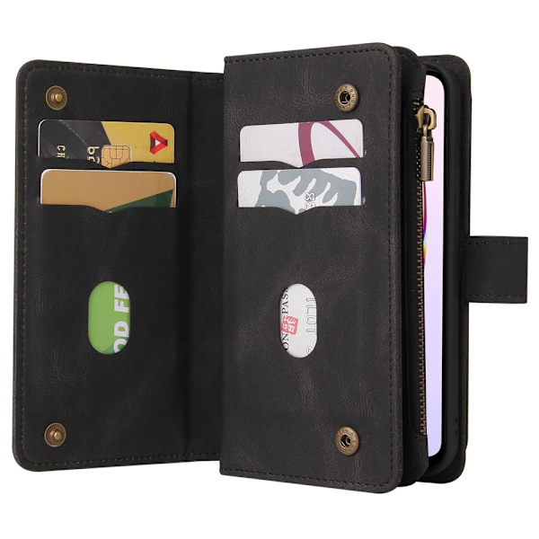 SKALO Xiaomi Redmi 12C 4G Big Wallet 17-RUM Pungetui - Sort Black