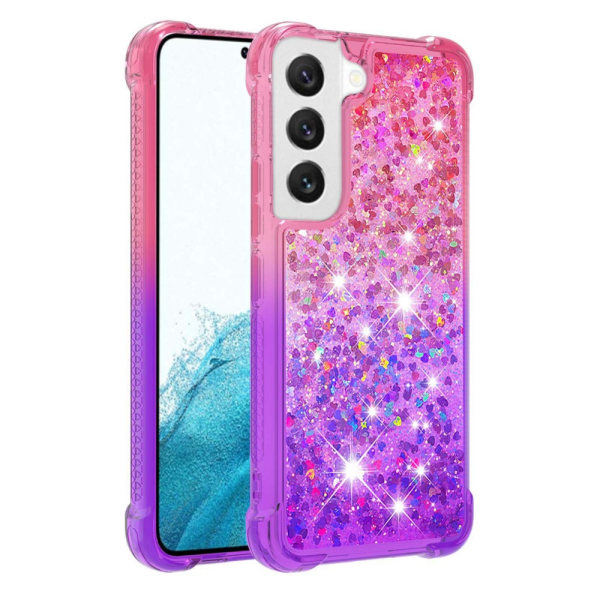 SKALO Samsung S23 Juoksuhiekka Glitter Sydämet TPU kuori - Pinkk Multicolor