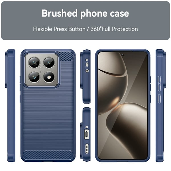 SKALO Xiaomi 14T Pro Armor Carbon Iskunkestävä TPU suojakuori - Valitse väri Blue