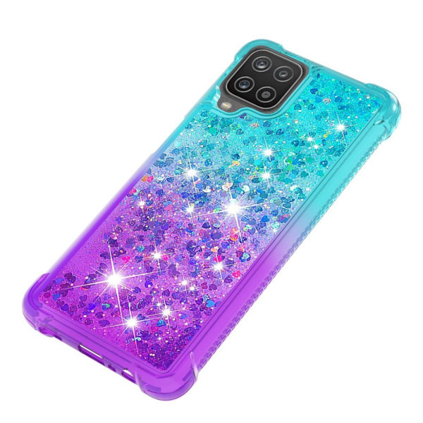 SHELL Samsung A12 Quicksand Glitter Hearts TPU-kotelo - turkoosi-Li Multicolor