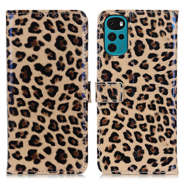 SKALO Motorola Moto G22 Leopard mönstrad Plånboksfodral i PU Läder multifärg