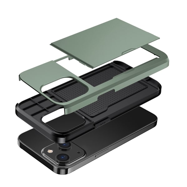 SKALO iPhone 14 Plus Armor Skal Korthållare - Grön Grön