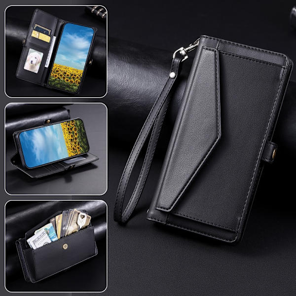 SKALO Xiaomi Redmi 14C PU-Nahkakotelo Lompakkokotelo - Musta Black