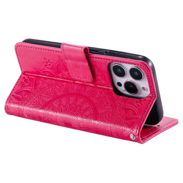 SKALO iPhone 15 Pro Mandala Flip Cover - Cerise Cerise