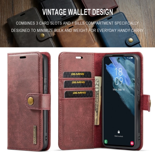 DG MING Samsung S24 2-in-1 magneetti lompakkokotelo - Punainen Red