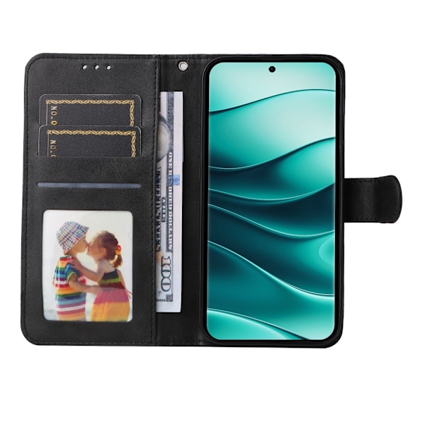 SKALO Xiaomi Redmi Note 14 Pro 5G PU-läder Plånboksfodral - Fler färger Svart