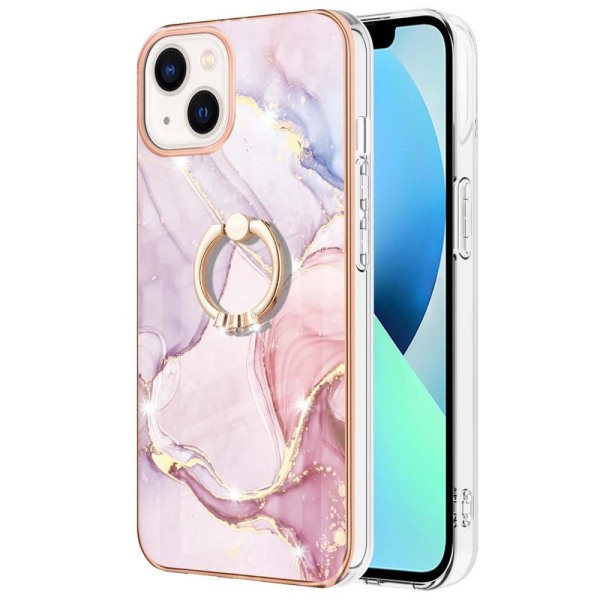 SKALO iPhone 14 Marmor TPU Cover med ring - #2 Multicolor