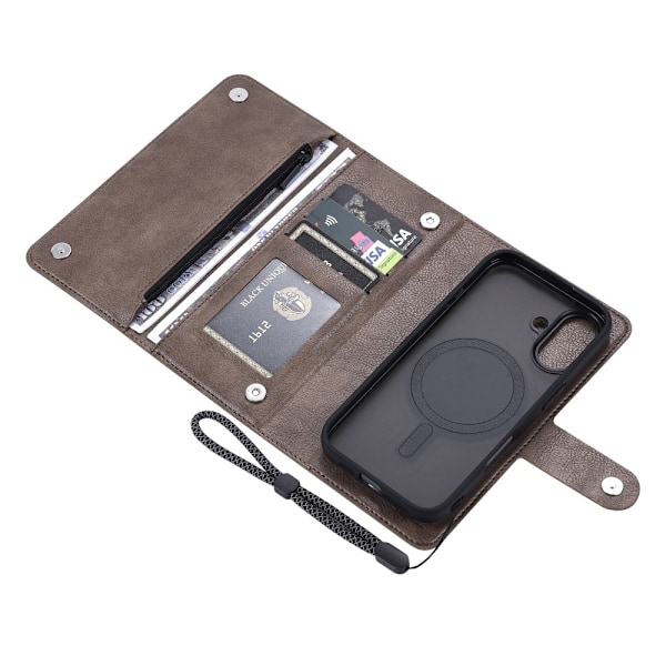 VILI iPhone 16 GVB Series Flip Cover m. pung i PU-læder - Brun Brown