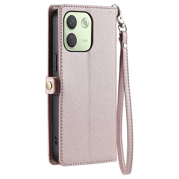 SKALO PU-Läder Envelope Plånboksfodral för Xiaomi Redmi Note 17 Pro Max - Roséguld Rosa guld