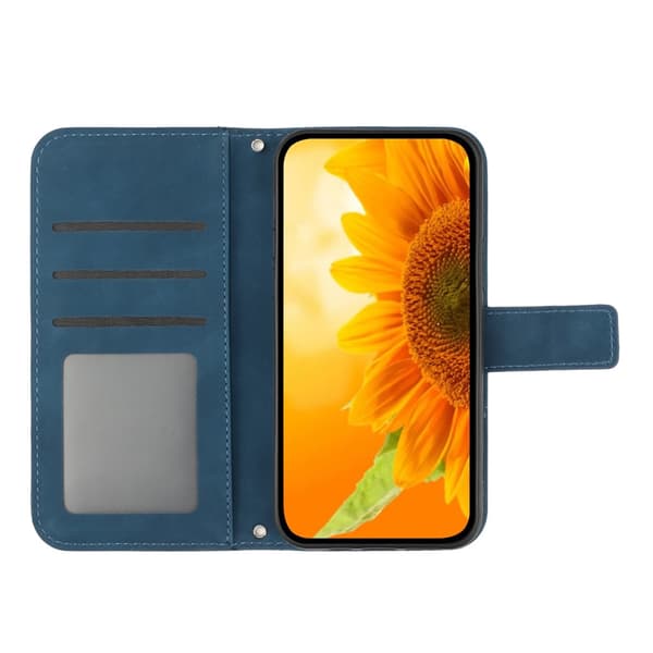 SKALO Embossed Flower Plånboksfodral för iPhone 18 Pro - Mörkblå Mörkblå