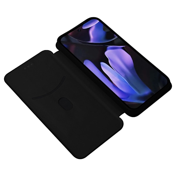 SKALO Google Pixel 9a Carbon Fiber Flip Cover - Sort Black