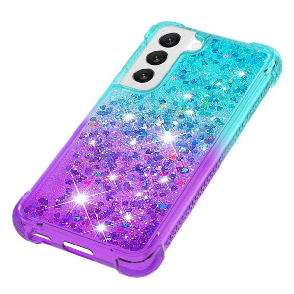 SKALO Samsung S23 Kvicksand Glitter Hjärtan TPU-skal - Turkos-Lila multifärg