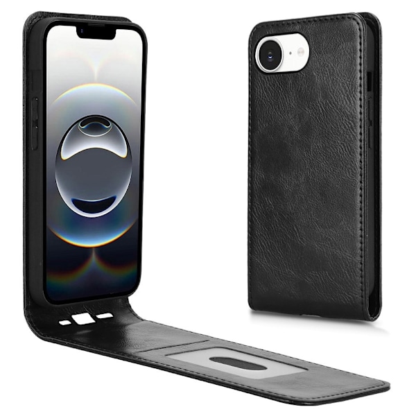 SKALO iPhone 16e Vertikalt PU-læder cover Cover - Sort Black