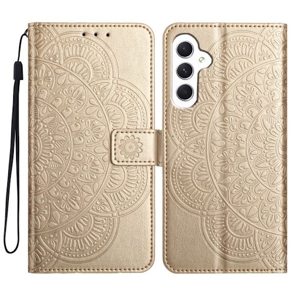 SKALO Samsung A15 5G Mandala lompakkokotelo - Kulta Gold