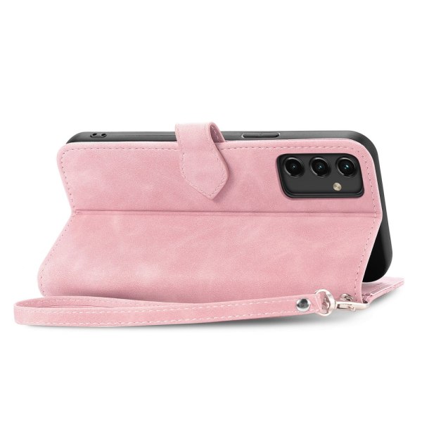 SKALO Samsung A14 4G/5G Big Wallet Flower Plånboksfodral - Rosa Rosa