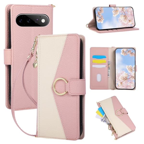 SKALO Litchi Plånboksfodral för Google Pixel 11 Pro XL - Rosa Rosa