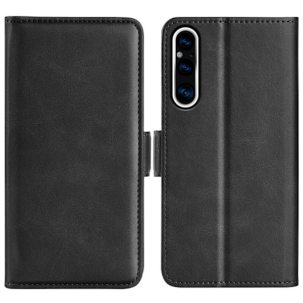 SKALO Sony Xperia 1 V Premium Wallet Flip Cover - Sort Black
