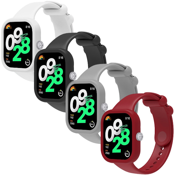 SKALO Silikone rem med Cover Xiaomi Redmi Watch 4 - Vælg farve White