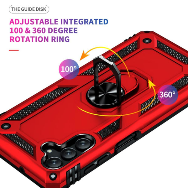 SKALO Samsung A04s 4G Armor Hybrid Metallring skal - Röd Röd
