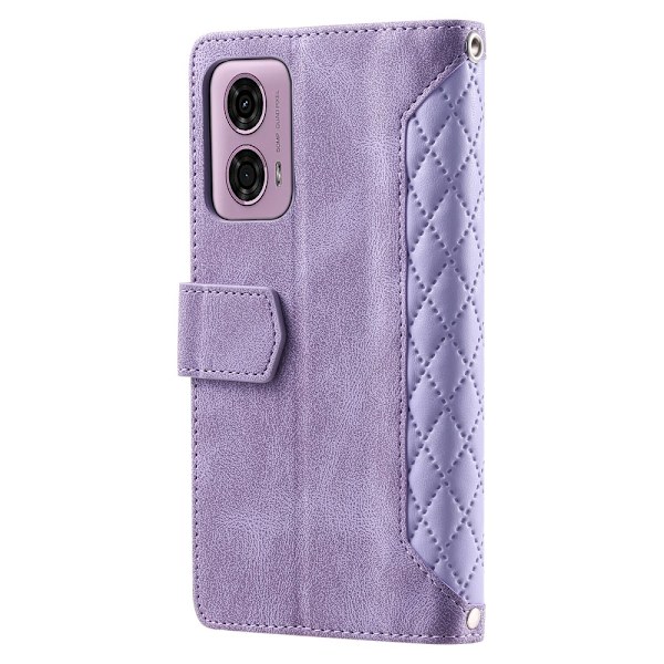 SKALO Motorola Moto G04 Big Wallet Quiltat Plånbok - Lila Lila