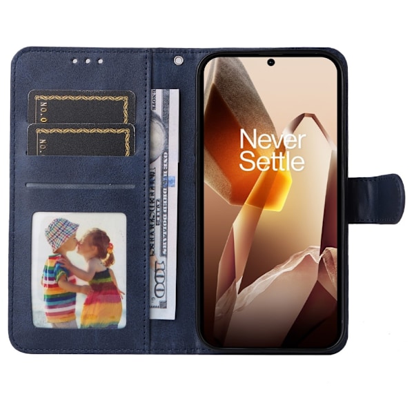 SKALO OnePlus 13 PU-læder Flip Cover - Vælg farve Blue