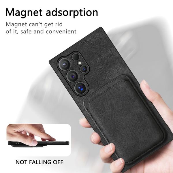 SKALO Samsung S24 Ultra PU-Läder Skal med avtagbar Magnet Plånbok - Svart Svart