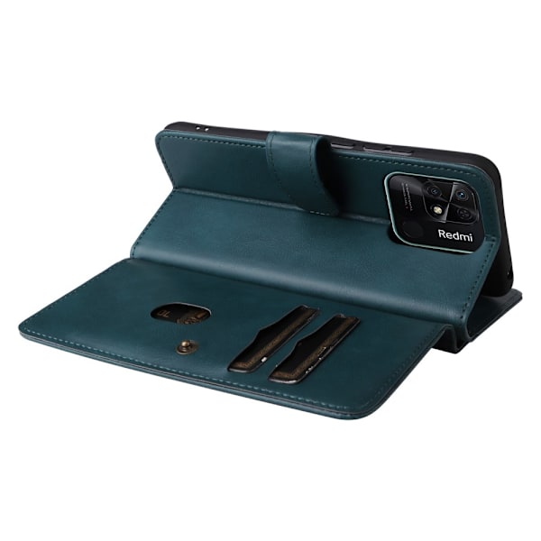 SKALO Xiaomi Redmi 10C 10-lokeroa Lompakkokotelo - Vihreä Green
