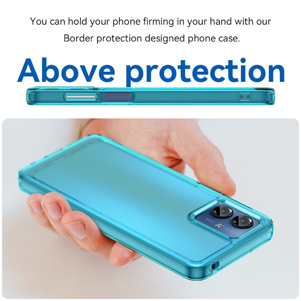 SKALO Motorola Moto G14 Transparent TPU Metal Buttons Cover - Turkis Turquoise