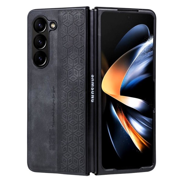 SKALO Samsung Z Fold5 AZNS PU-nahka suojakuori - Musta Black