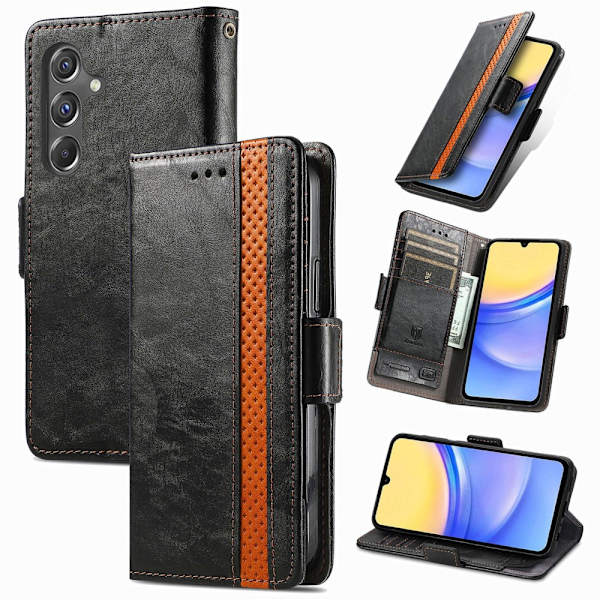 SKALO Samsung A15 4G CASENEO 002 Series Premium PU-Läder Plånbok - Svart Svart