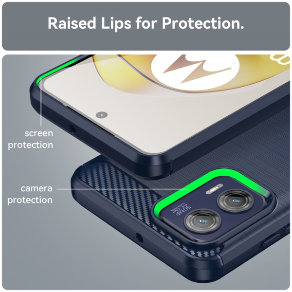 SKALO Motorola Moto G73 5G Armor Carbon Iskunkestävä TPU suojaku Blue