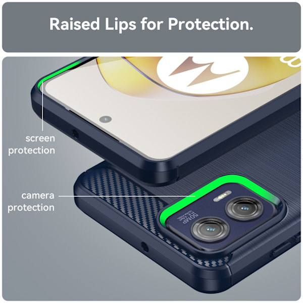 SKALO Motorola Moto G73 5G Armor Carbon Stöttåligt TPU-skal - Fler färger Blå