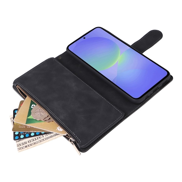 SKALO Samsung A36 5G Zipper PU-Läder Plånboksfodral - Svart Svart